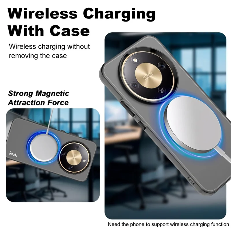 IMAK Magnetic Case for Honor Magic8 Lite 5G / X9d 5G / X70 5G PC + TPU Phone Back Cover - Black