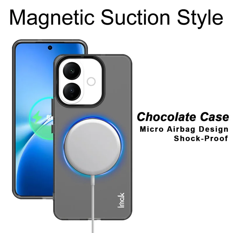 IMAK For vivo V60 Lite 4G / V60 Lite 5G Magnetic Case PC + TPU Phone Back Cover - Black