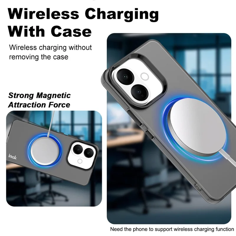 IMAK For vivo V60 Lite 4G / V60 Lite 5G Magnetic Case PC + TPU Phone Back Cover - Black