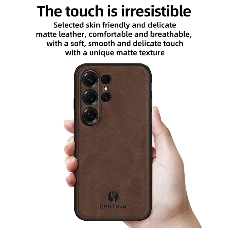 ANNYOJO For Samsung Galaxy S26 Ultra Case PU Leather + PC + TPU Anti Drop Phone Back Cover - Coffee
