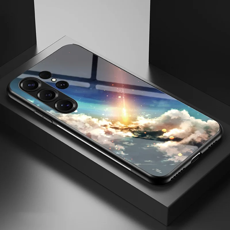 For Samsung Galaxy S26 Ultra Case Starry Sky Pattern Tempered Glass Phone Cover - Bright Starry Sky