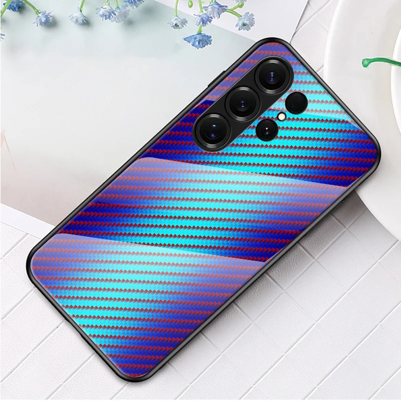 For Samsung Galaxy S26 Ultra Case Tempered Glass Shockproof Phone Cover - Blue Fiber