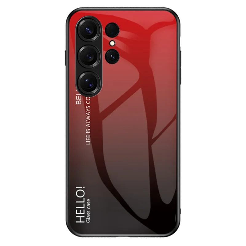 For Samsung Galaxy S26 Ultra Case Anti-Scratch Tempered Glass + PC + TPU Phone Cover - Gradient Red Black