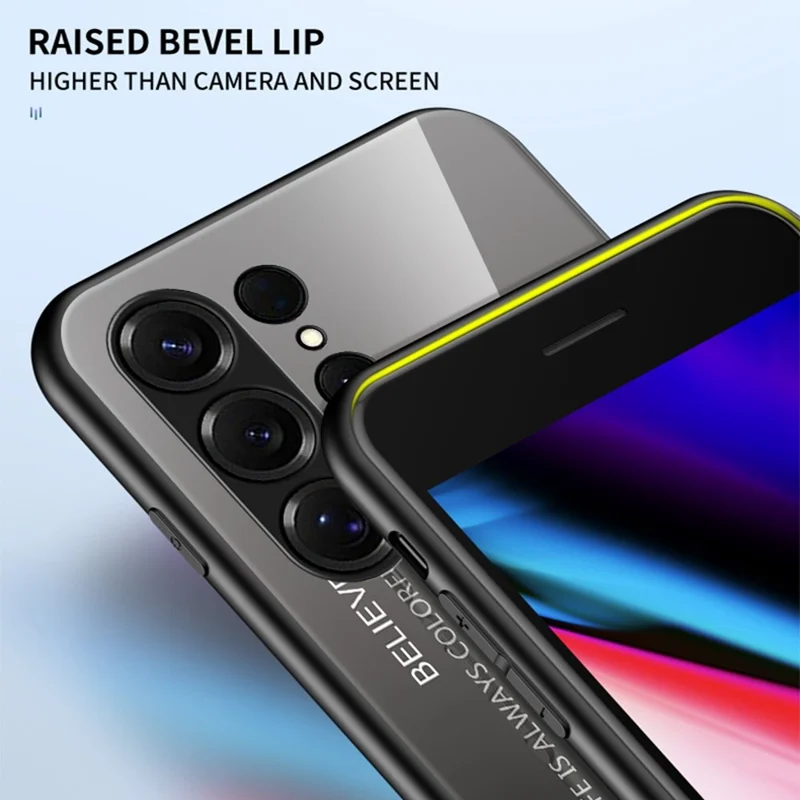 For Samsung Galaxy S26 Ultra Case Anti-Scratch Tempered Glass + PC + TPU Phone Cover - Gradient Red Black