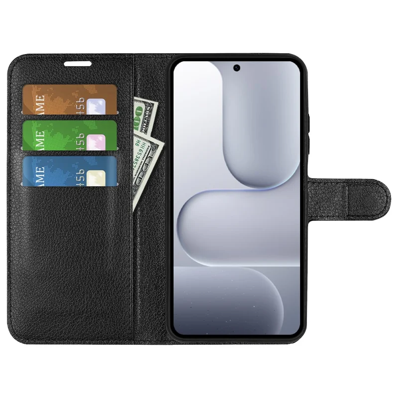 For Honor 500 5G Case Wallet Stand Litchi Texture Shockproof Leather Phone Cover - Black