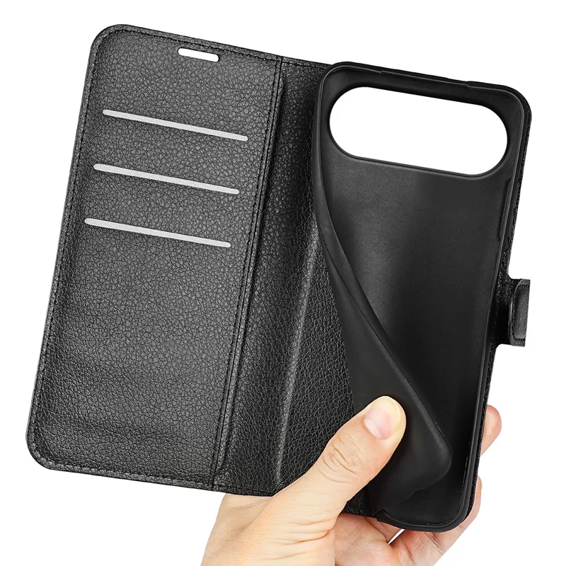 For Honor 500 5G Case Wallet Stand Litchi Texture Shockproof Leather Phone Cover - Black