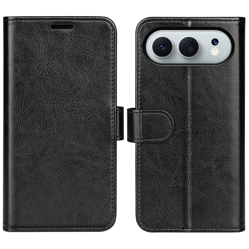 For Honor 500 5G Case Crazy Horse Texture Stand Leather Phone Cover - Black