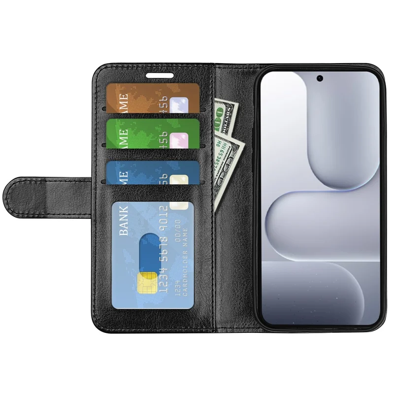 For Honor 500 5G Case Crazy Horse Texture Stand Leather Phone Cover - Black