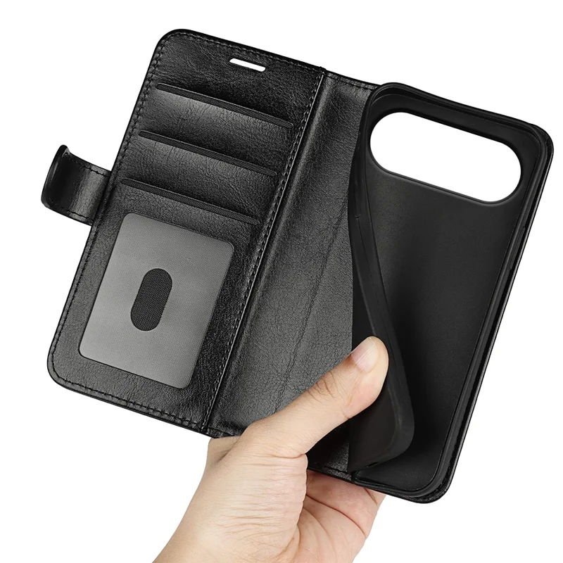 For Honor 500 5G Case Crazy Horse Texture Stand Leather Phone Cover - Black