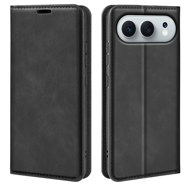 For Honor 500 5G Case Skin Touch Leather Wallet Phone Cover - Black