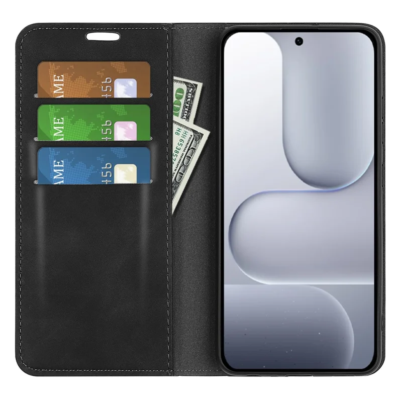 For Honor 500 5G Case Skin Touch Leather Wallet Phone Cover - Black