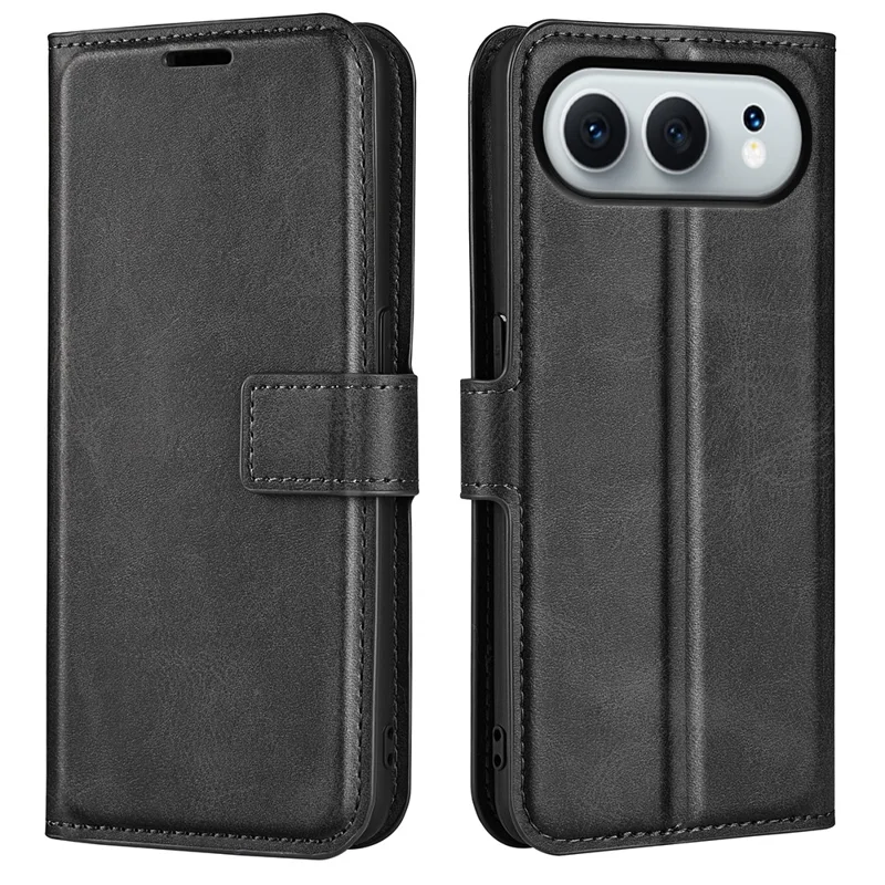 For Honor 500 5G Stand Case Anti-Scratch Calf Texture Leather Phone Cover - Black