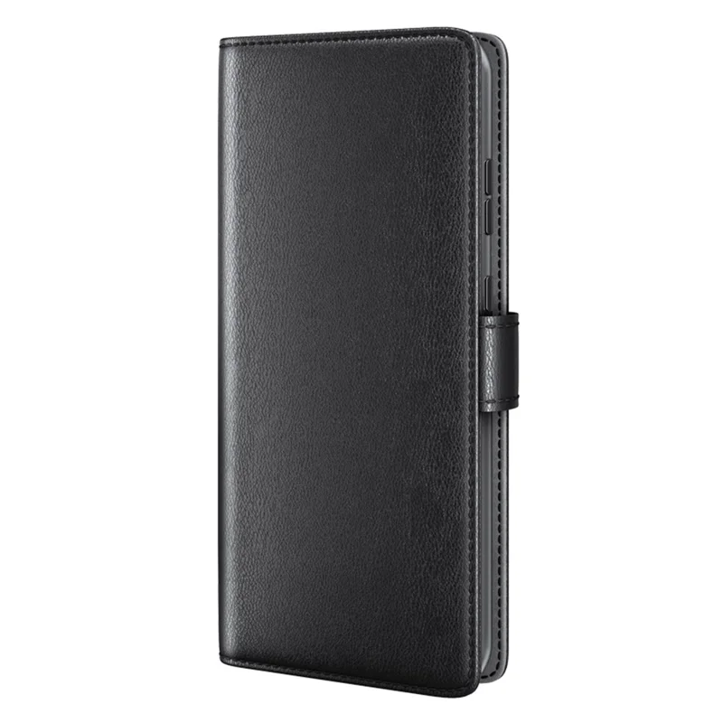 For Honor 500 5G Case Genuine Split Leather Phone Cover with Wallet Stand - Black