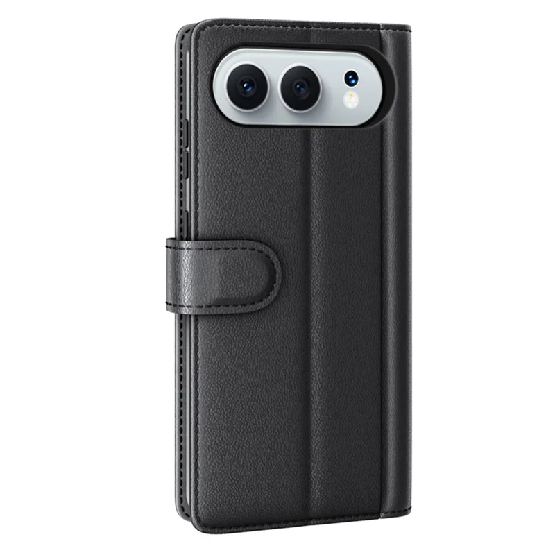 For Honor 500 5G Case Genuine Split Leather Phone Cover with Wallet Stand - Black