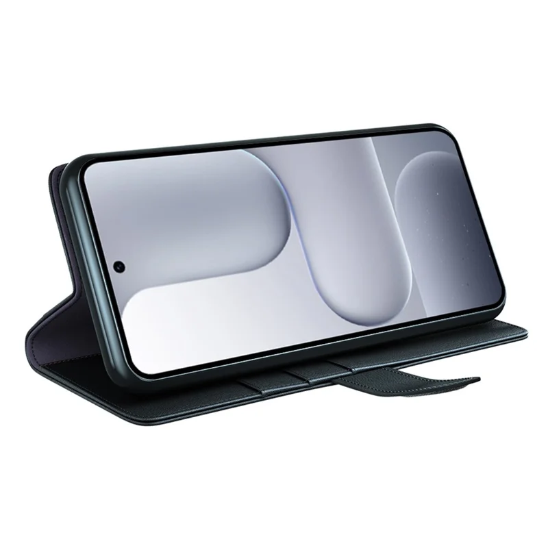 For Honor 500 5G Case Genuine Split Leather Phone Cover with Wallet Stand - Black