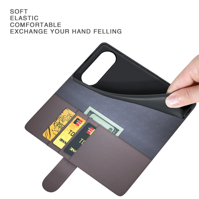 For Honor 500 5G Case Genuine Split Leather Phone Cover with Wallet Stand - Black