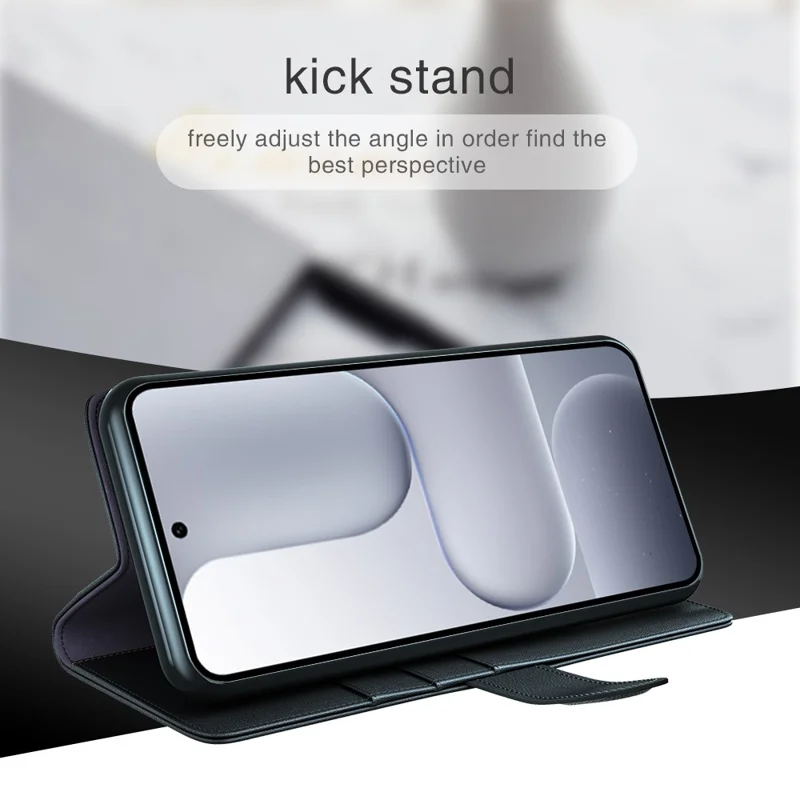 For Honor 500 5G Case Genuine Split Leather Phone Cover with Wallet Stand - Black