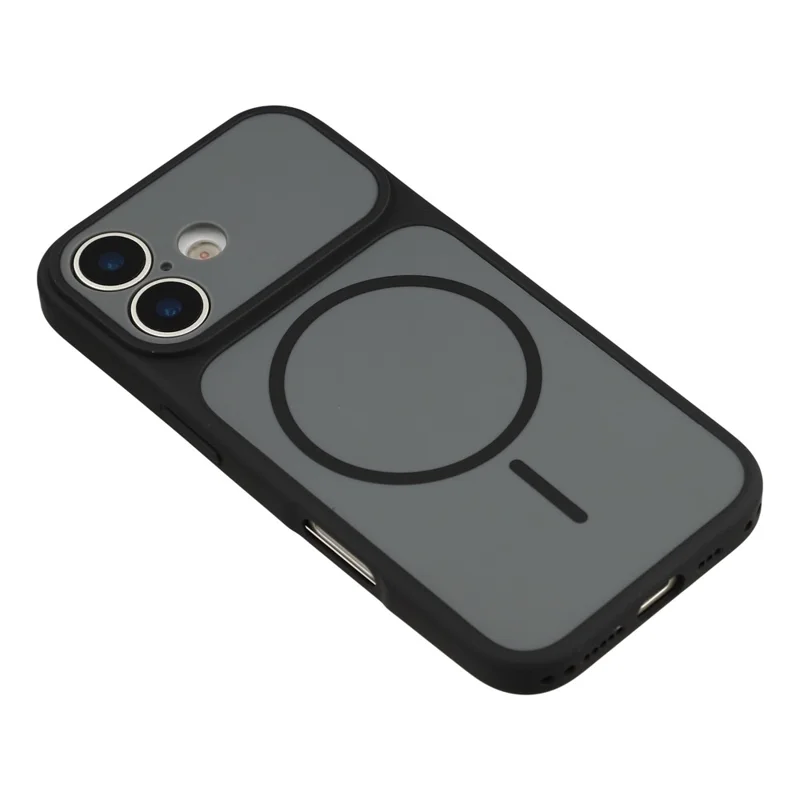 For iPhone 16 Case Compatible with MagSafe Dual Color Skin Touch TPU PC Shockproof Phone Cover - Black