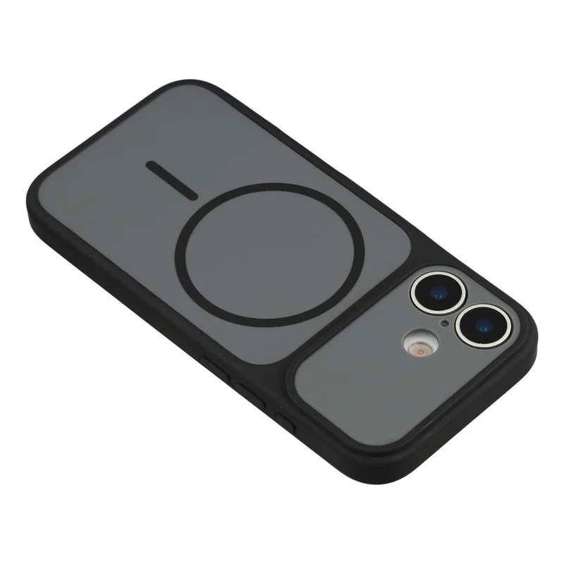 For iPhone 16 Case Compatible with MagSafe Dual Color Skin Touch TPU PC Shockproof Phone Cover - Black