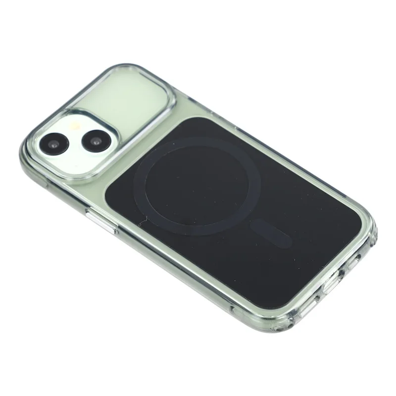 For iPhone 15 Case Compatible with MagSafe 2 in 1 Clear TPU Acrylic Shockproof Phone Cover - Black