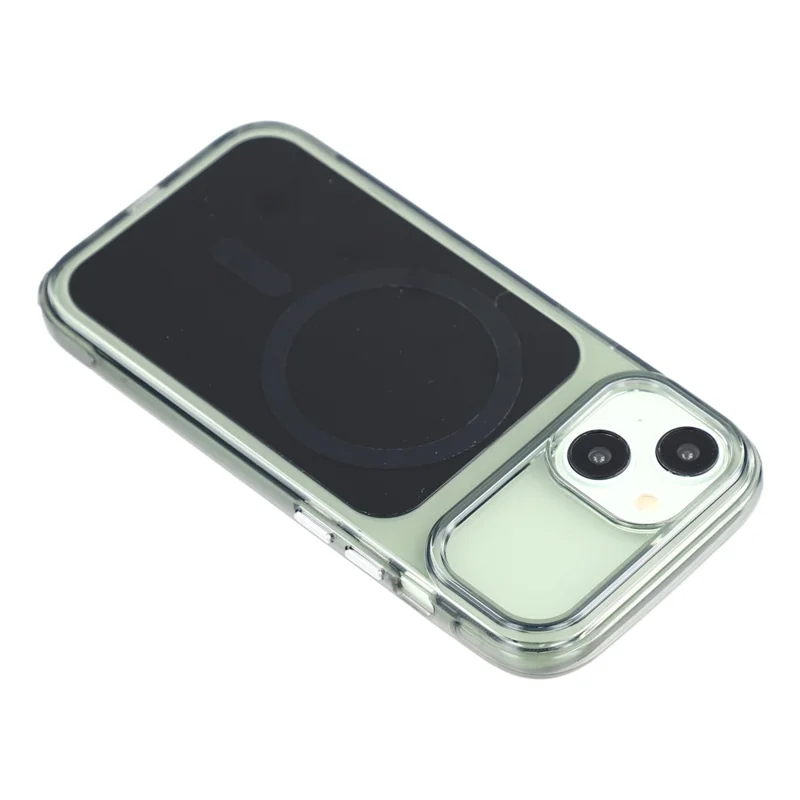 For iPhone 15 Case Compatible with MagSafe 2 in 1 Clear TPU Acrylic Shockproof Phone Cover - Black