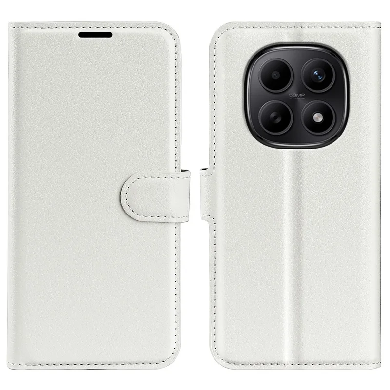 For Xiaomi Redmi Note 15 4G (Global) Case Wallet Stand Litchi Texture Shockproof Leather Phone Cover - White
