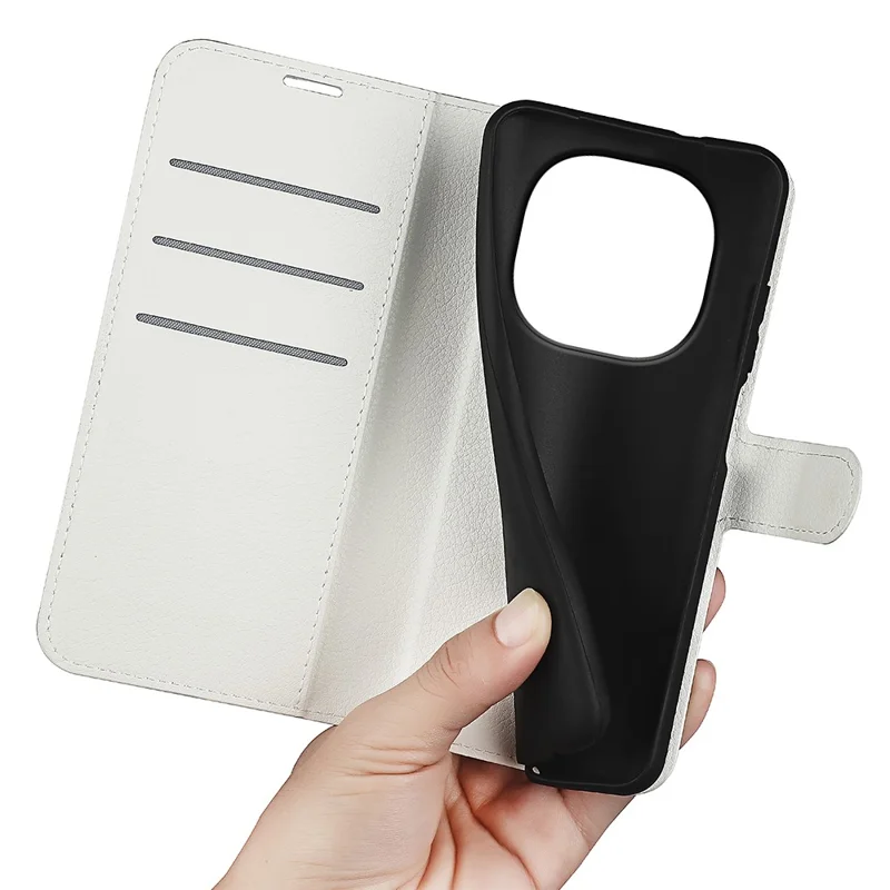For Xiaomi Redmi Note 15 4G (Global) Case Wallet Stand Litchi Texture Shockproof Leather Phone Cover - White