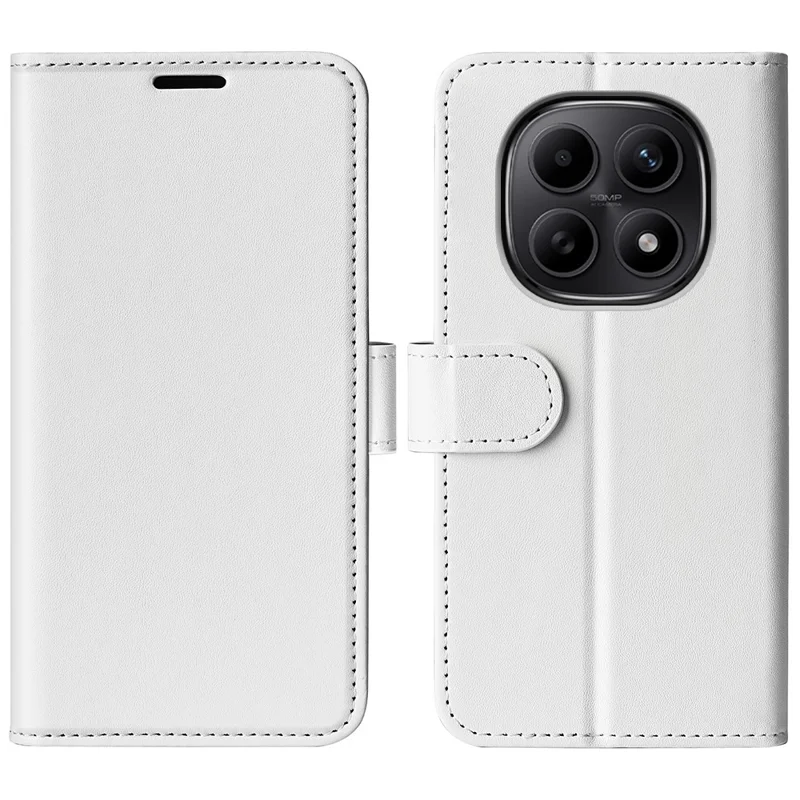 For Xiaomi Redmi Note 15 4G (Global) Case Crazy Horse Texture Stand Leather Phone Cover - White