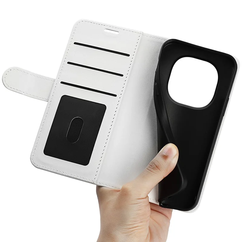 For Xiaomi Redmi Note 15 4G (Global) Case Crazy Horse Texture Stand Leather Phone Cover - White