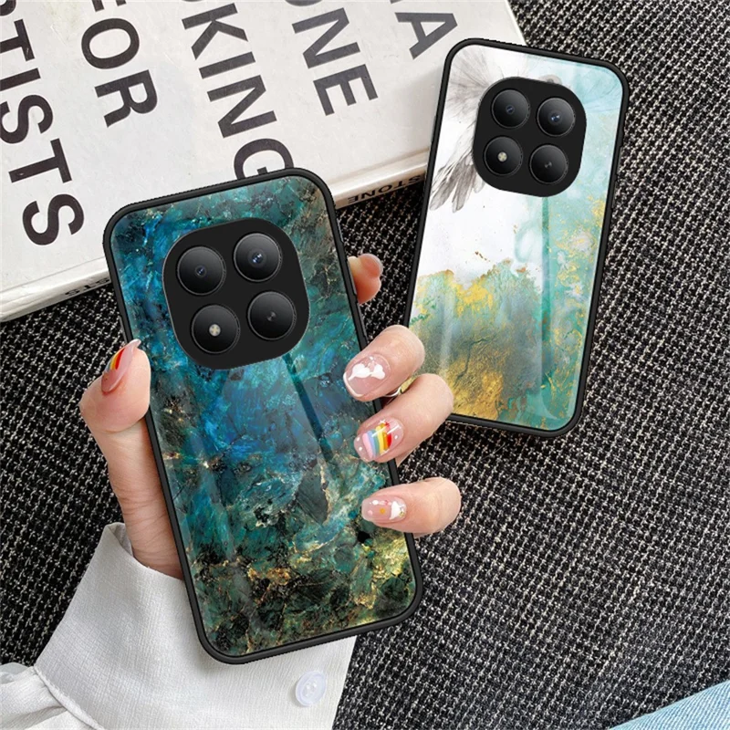 For Xiaomi Poco M8 Pro 5G / Redmi Note 15 Pro+ 5G (Global) Case Marble Pattern Tempered Glass + PC + TPU Protective Phone Cover - White Marble