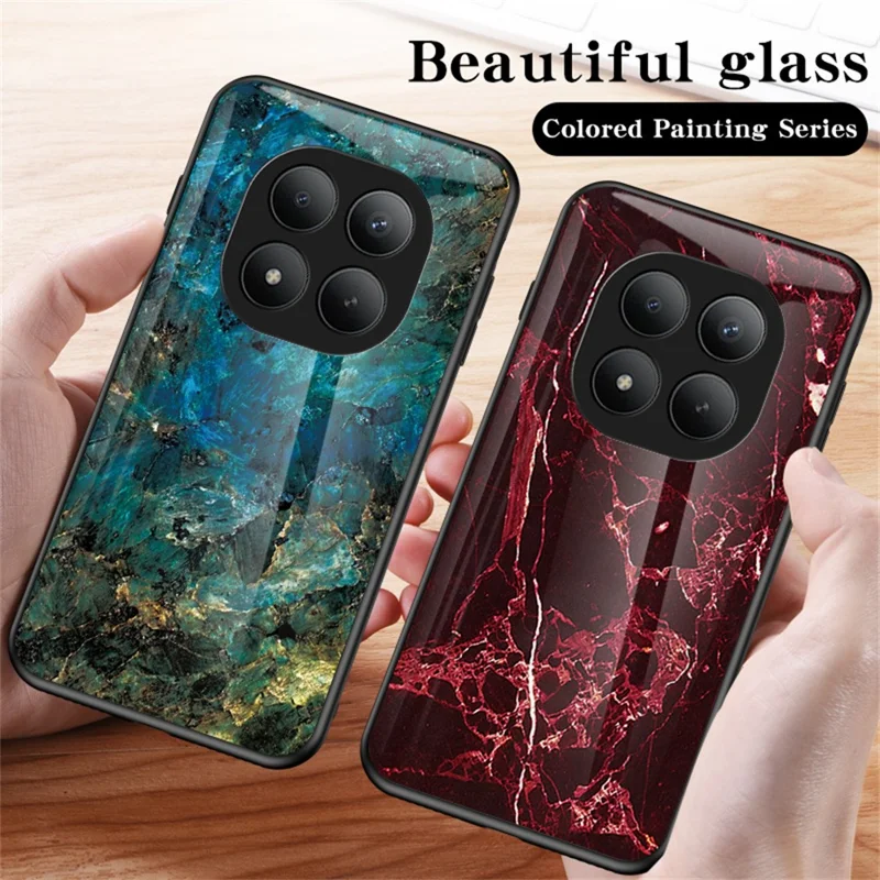 For Xiaomi Poco M8 Pro 5G / Redmi Note 15 Pro+ 5G (Global) Case Marble Pattern Tempered Glass + PC + TPU Protective Phone Cover - White Marble