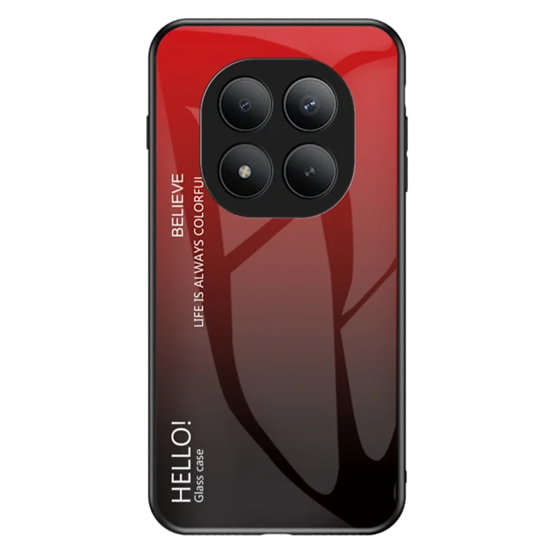 For Xiaomi Poco M8 Pro 5G / Redmi Note 15 Pro+ 5G (Global) Case Anti-Scratch Tempered Glass + PC + TPU Phone Cover - Gradient Red Black