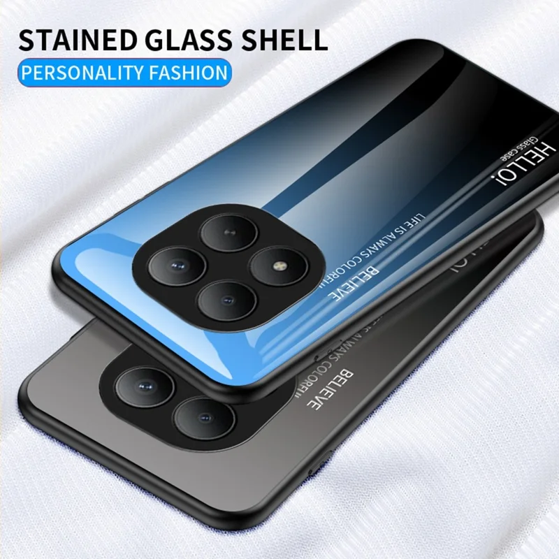 For Xiaomi Poco M8 Pro 5G / Redmi Note 15 Pro+ 5G (Global) Case Anti-Scratch Tempered Glass + PC + TPU Phone Cover - Gradient Red Black