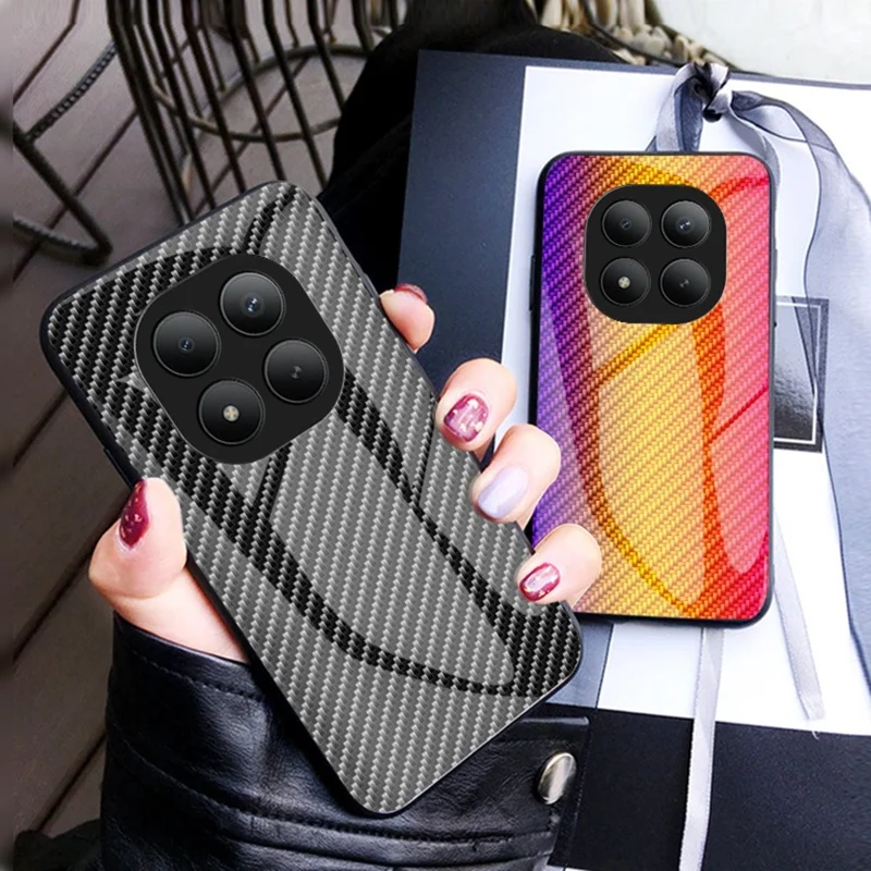 For Xiaomi Poco M8 Pro 5G / Redmi Note 15 Pro+ 5G (Global) Case Tempered Glass Shockproof Phone Cover - Black Fiber