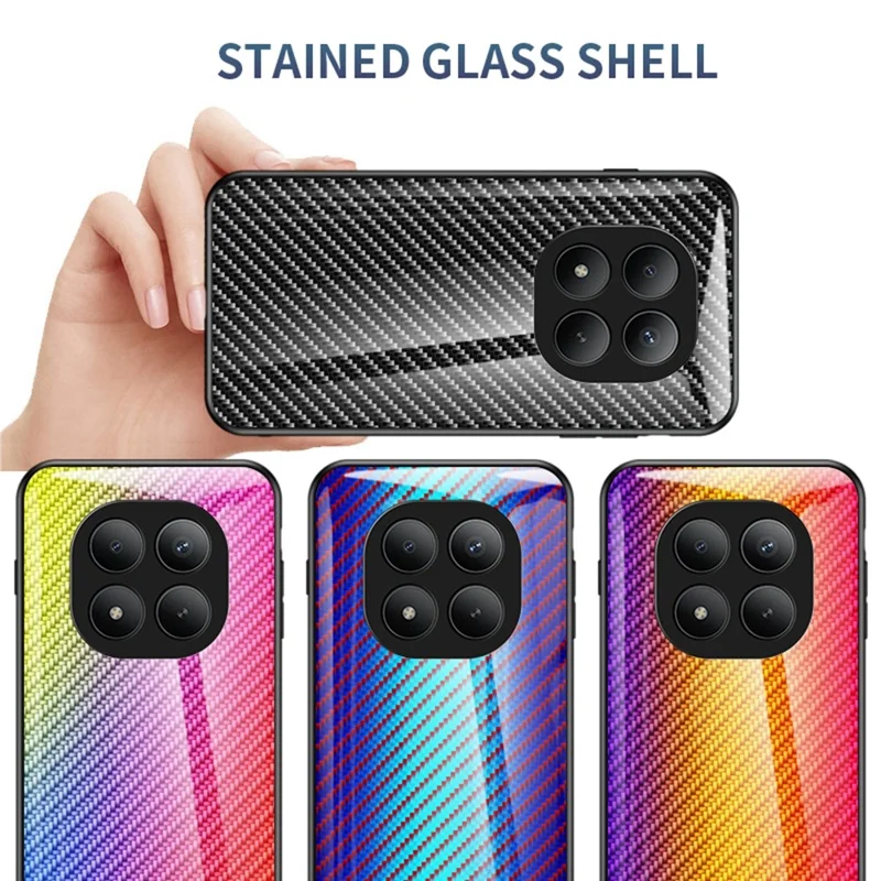 For Xiaomi Poco M8 Pro 5G / Redmi Note 15 Pro+ 5G (Global) Case Tempered Glass Shockproof Phone Cover - Black Fiber