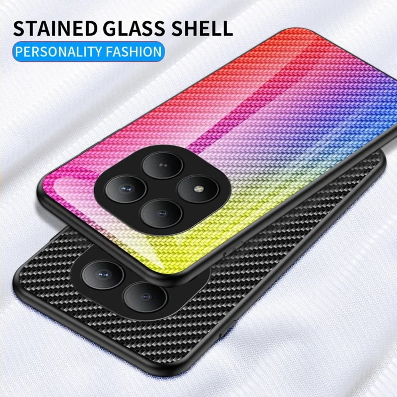 For Xiaomi Poco M8 Pro 5G / Redmi Note 15 Pro+ 5G (Global) Case Tempered Glass Shockproof Phone Cover - Black Fiber