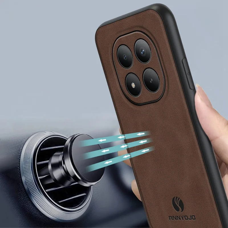 ANNYOJO For Xiaomi Poco M8 Pro 5G / Redmi Note 15 Pro+ 5G (Global) Case PU Leather + PC + TPU Anti Drop Phone Back Cover - Coffee