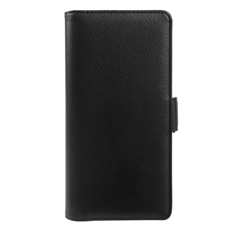 Capa Carteira para iPhone 13 Pro Max com Fecho Magnético Duplo, Capa de Pele com Textura de Lichia e Suporte Flip - Preto