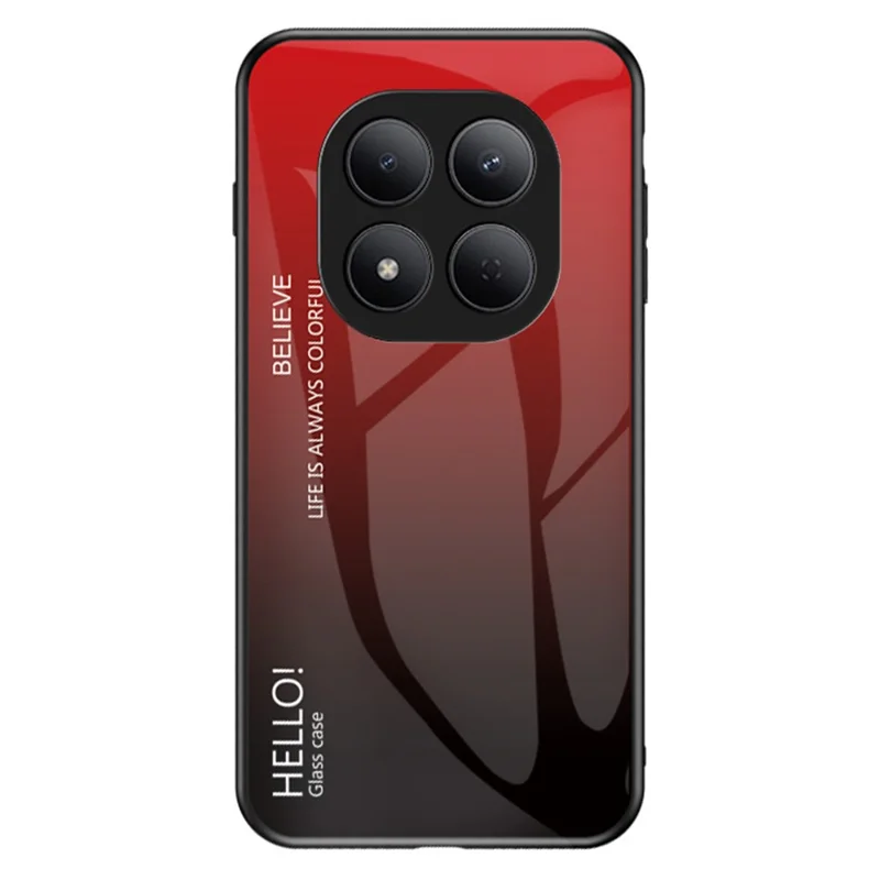 For Xiaomi Redmi Note 15 Pro 5G (Global) Case Anti-Scratch Tempered Glass + PC + TPU Phone Cover - Gradient Red Black