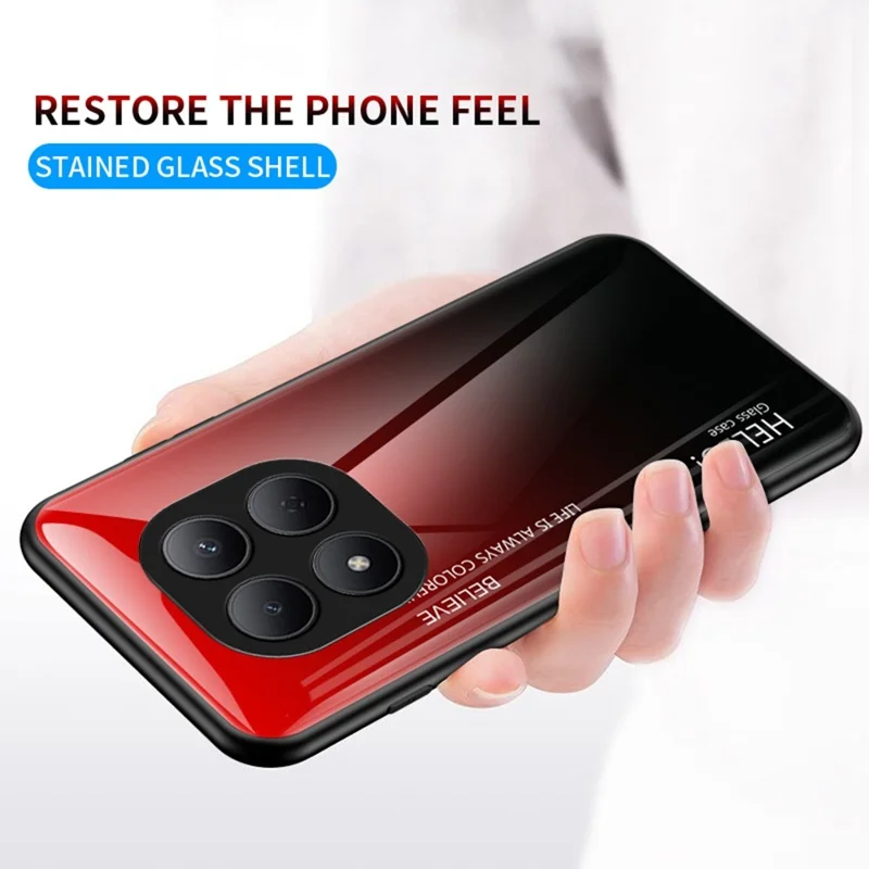 For Xiaomi Redmi Note 15 Pro 5G (Global) Case Anti-Scratch Tempered Glass + PC + TPU Phone Cover - Gradient Red Black