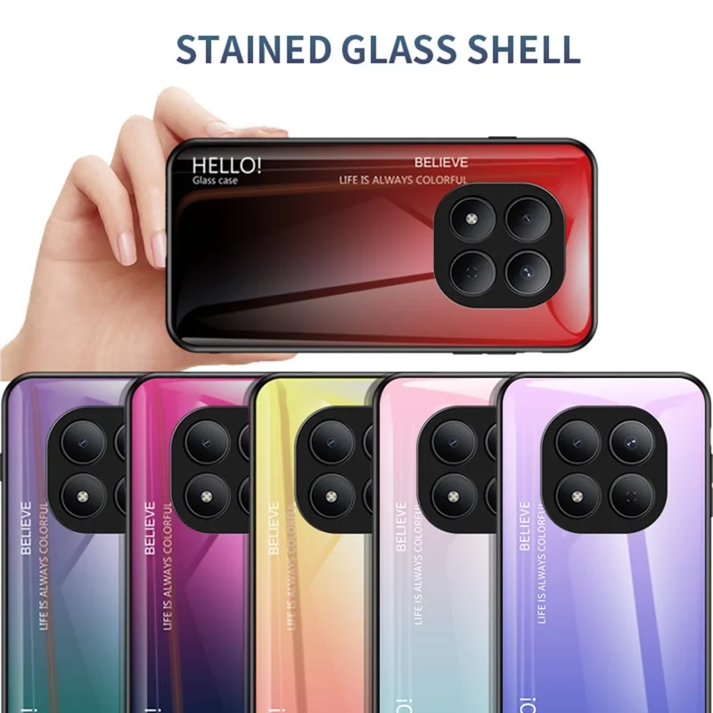 For Xiaomi Redmi Note 15 Pro 5G (Global) Case Anti-Scratch Tempered Glass + PC + TPU Phone Cover - Gradient Red Black