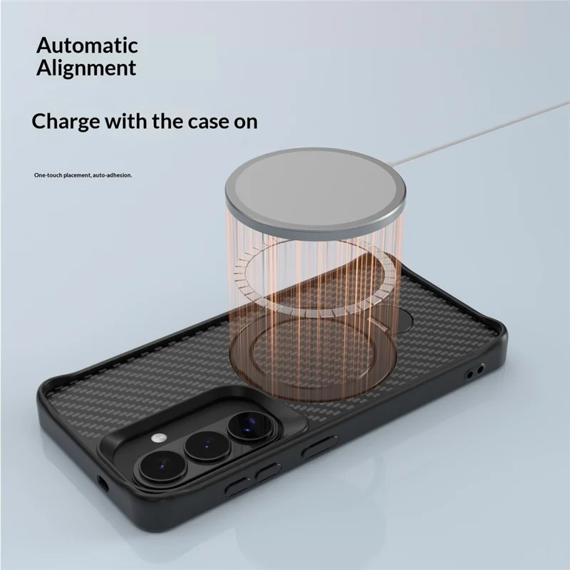 For Samsung Galaxy S26 Phone Case with Magnetic Kickstand TPU + PC Carbon Fiber Back Cover - Black