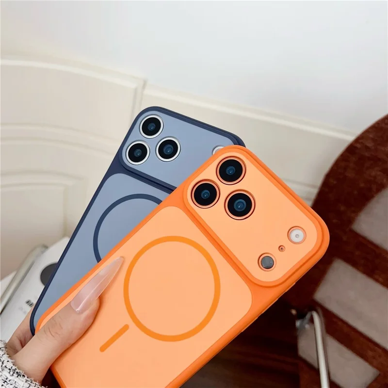 For iPhone 17 Pro Max Case Compatible with MagSafe Dual Color Skin Touch TPU PC Shockproof Phone Cover - Orange