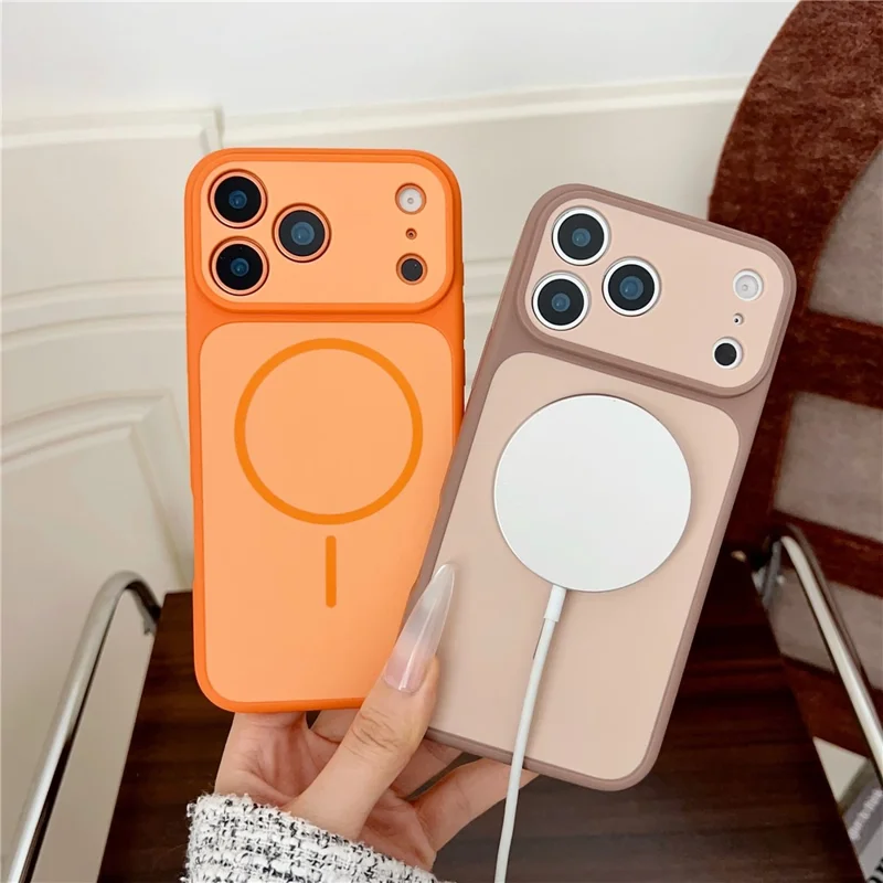 For iPhone 17 Pro Case Compatible with MagSafe Dual Color Skin Touch TPU PC Shockproof Phone Cover - Orange