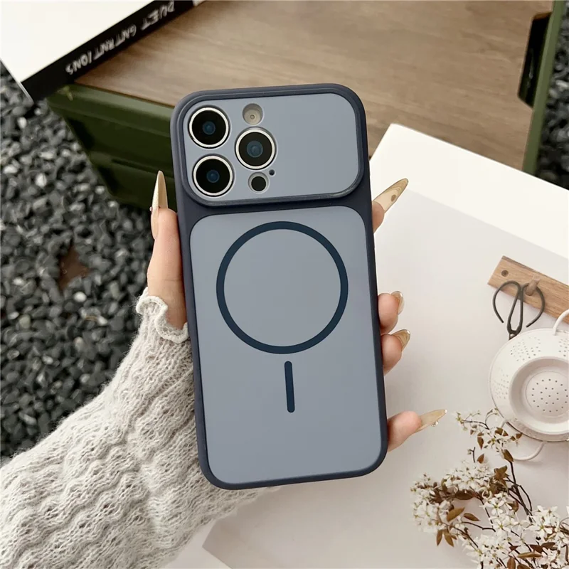 For iPhone 16 Pro Max Case Compatible with MagSafe Dual Color Skin Touch TPU PC Shockproof Phone Cover - Blue