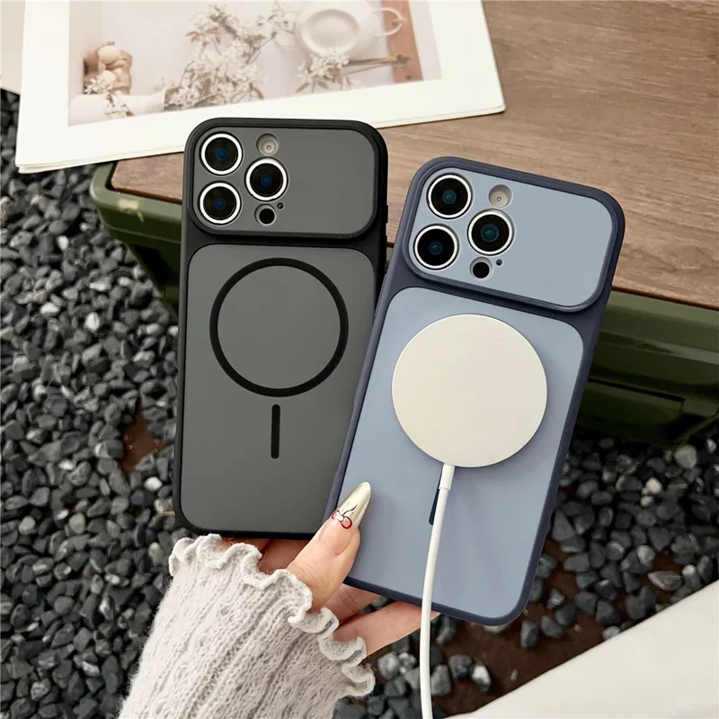 For iPhone 16 Pro Case Compatible with MagSafe Dual Color Skin Touch TPU PC Shockproof Phone Cover - Blue