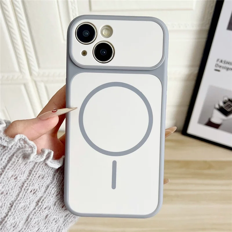 For iPhone 15 Case Compatible with MagSafe Dual Color Skin Touch TPU PC Shockproof Phone Cover - White