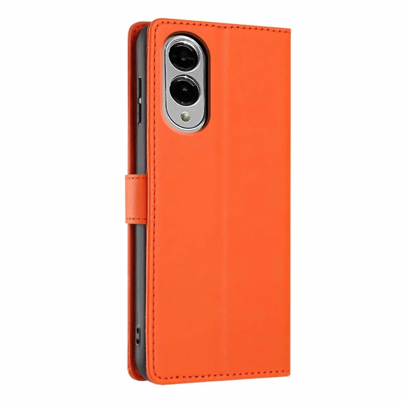 For Samsung Galaxy S25 Edge Stand Case Tree-and-Cat Pattern PU Leather Wallet Protective Phone Cover with Wrist Strap - Orange