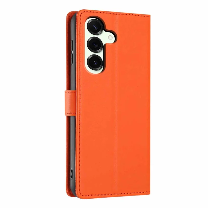 For Samsung Galaxy S24 FE Stand Case Tree-and-Cat Pattern PU Leather Wallet Protective Phone Cover with Wrist Strap - Orange