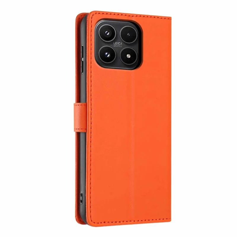 For Xiaomi 17 Stand Case Tree-and-Cat Pattern PU Leather Wallet Protective Phone Cover with Wrist Strap - Orange
